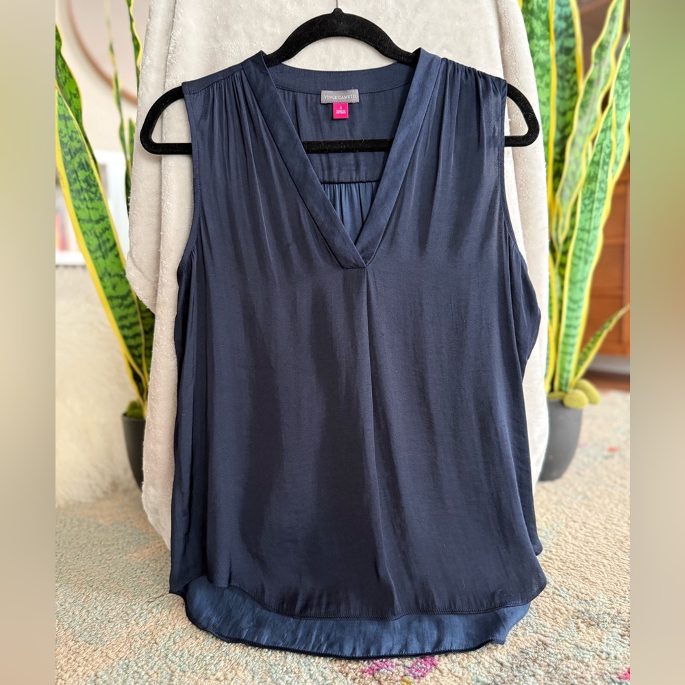 Vince Camuto Navy Blue Sleeveless Blouse